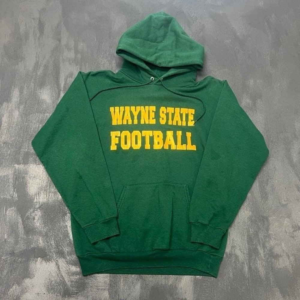 Vintage Wayne State Football Hoodie Mens Small Green 1990s Champion